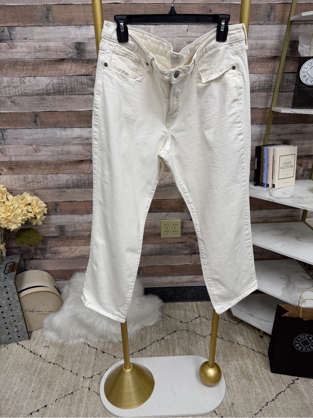 Lucky Brand Women's Cream Cropped Straight Jeans 14